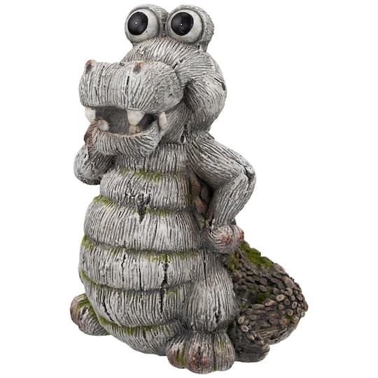13.25" Posing Crocodile Outdoor Garden Statue